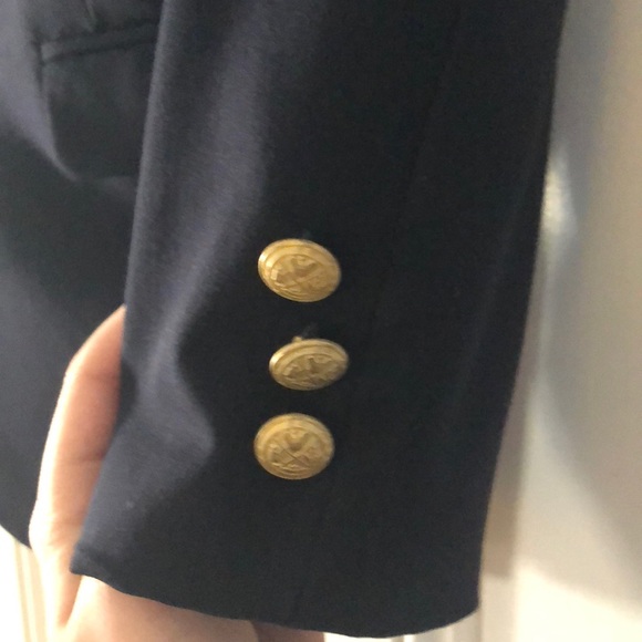 Navy blazer, gold buttons. EUC - Picture 3 of 4